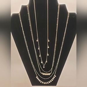 Five strand silvertone necklace
